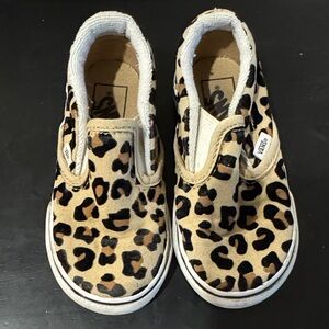 Vans Kids Tan Leopard Slip-On Sneakers